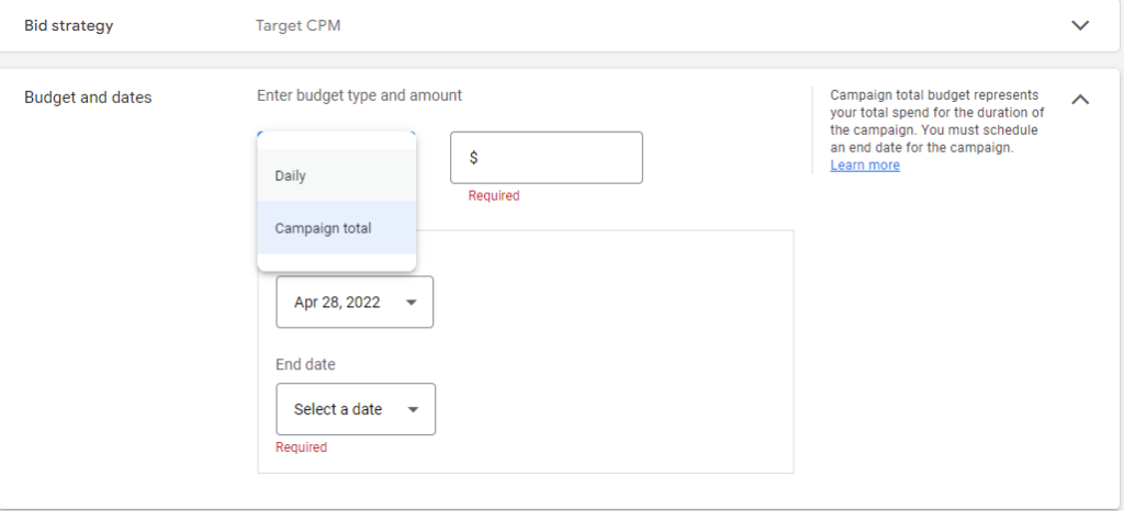 Set your budget low for lower youtube ads cost