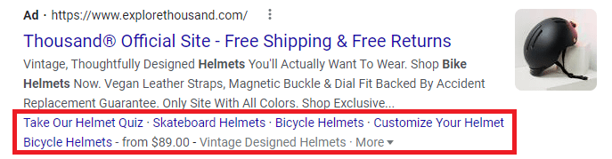 An example of a Google Ads Extension